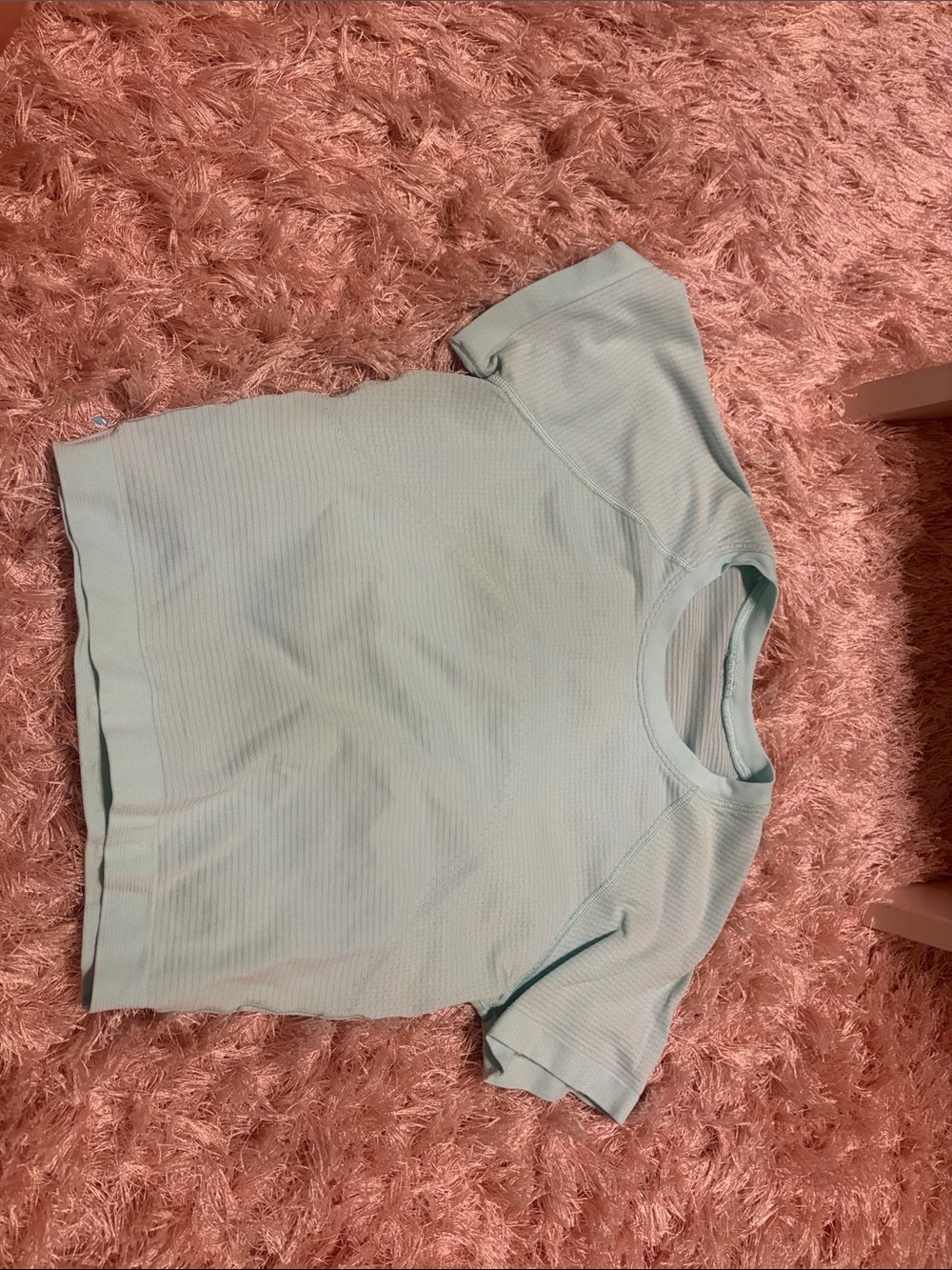 lululemon athletica Light Aqua Ribbed Crop Tee